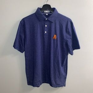 Vintage blue and white striped Auburn polo shirt